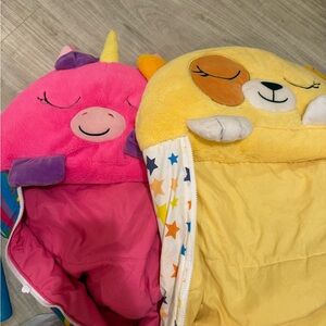 Unicorn and Dog Sleeping Bag Set for Kids happy nappers